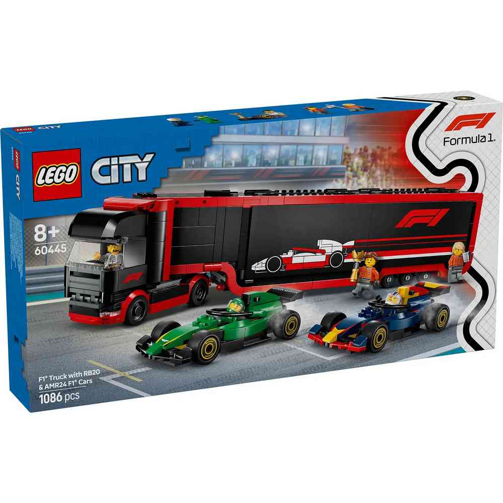 LEGO CITY F1 TRUCK WITH RB20  AND  AMR24 F1 CARS 