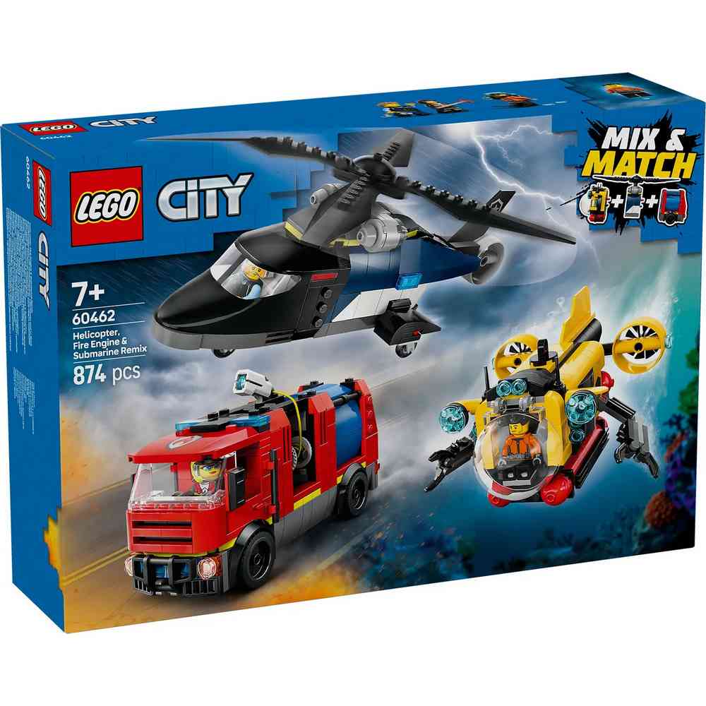 LEGO CITY HELICOPTER, FIRE TRUCK  AND  SUBMARINE REMIX 